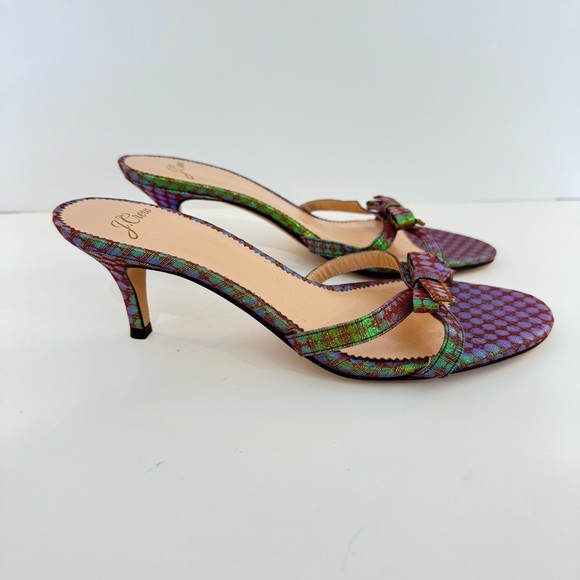 J. Crew Disco Dot Iridescent Strappy Mule Kitten Heel Size 6 Color Shifting - Picture 3 of 9